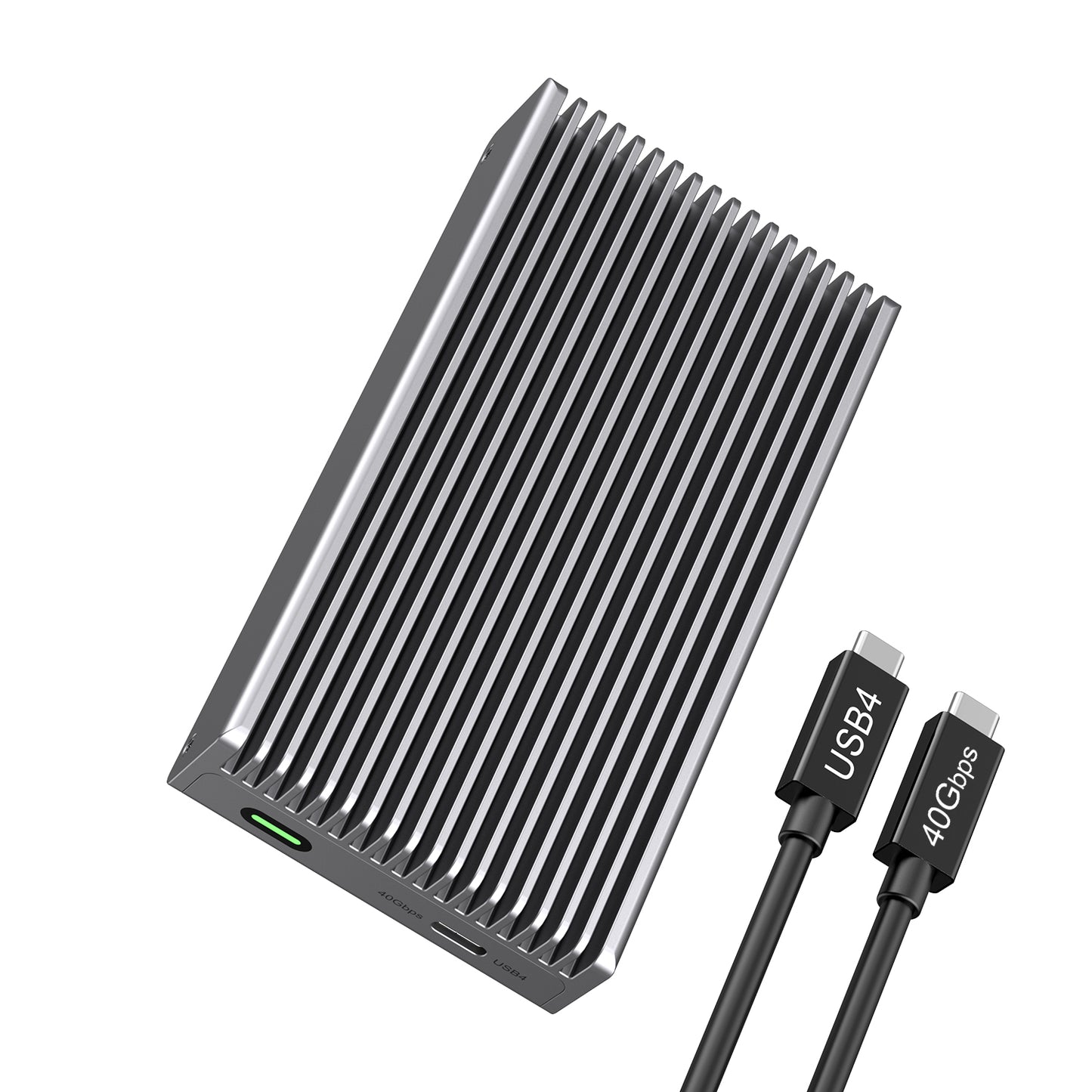 Fanless Speedy 40Gbps M.2 NVMe SSD Enclosure, USB4/Thunderbolt 4 Aluminum External NVMe Enclosure with Finned Dustproof Cooling Design, Supports M.2 NVMe PCIe SSD up to 8TB(Gray