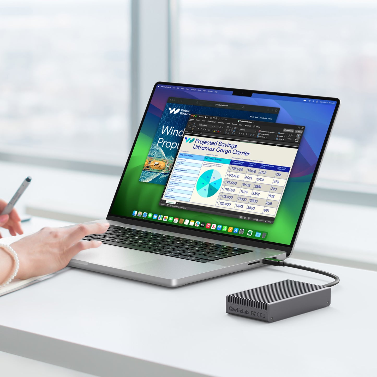 Fanless Speedy 40Gbps M.2 NVMe SSD Enclosure, USB4/Thunderbolt 4 Aluminum External NVMe Enclosure with Finned Dustproof Cooling Design, Supports M.2 NVMe PCIe SSD up to 8TB(Gray