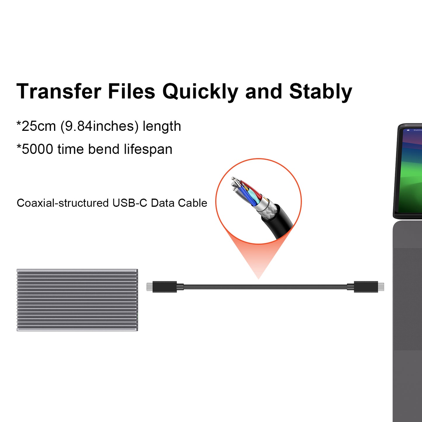 Fanless Speedy 40Gbps M.2 NVMe SSD Enclosure, USB4/Thunderbolt 4 Aluminum External NVMe Enclosure with Finned Dustproof Cooling Design, Supports M.2 NVMe PCIe SSD up to 8TB(Gray