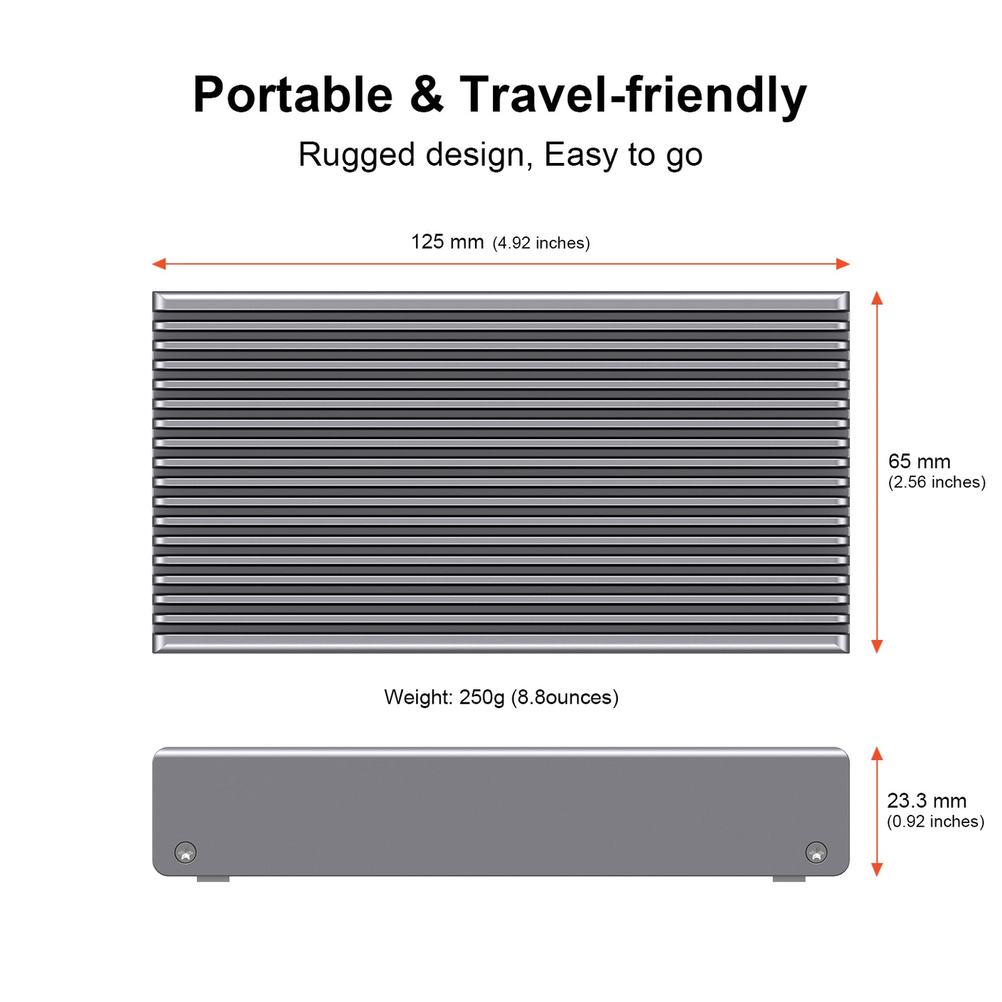 Fanless Speedy 40Gbps M.2 NVMe SSD Enclosure, USB4/Thunderbolt 4 Aluminum External NVMe Enclosure with Finned Dustproof Cooling Design, Supports M.2 NVMe PCIe SSD up to 8TB（Gray