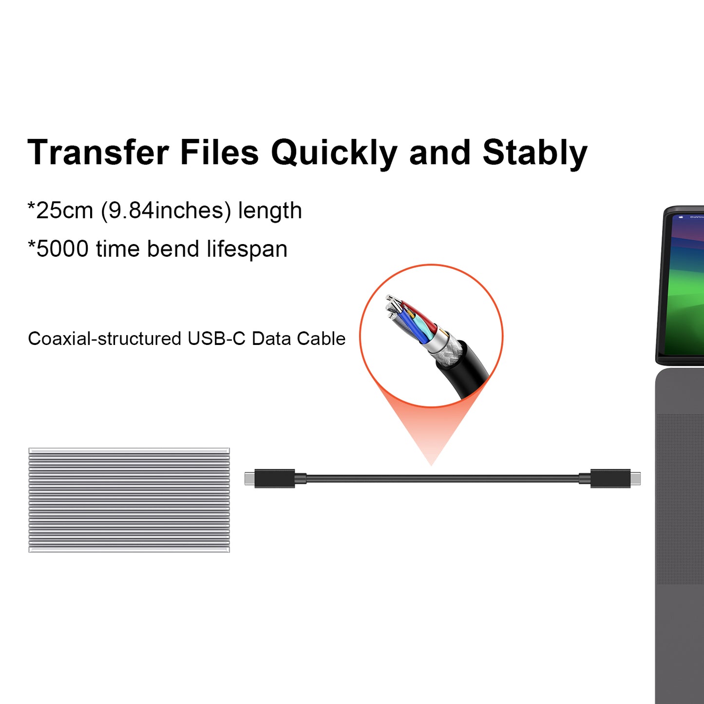 Fanless Speedy 40Gbps M.2 NVMe SSD Enclosure, USB4/Thunderbolt 4 Aluminum External NVMe Enclosure with Finned Dustproof Cooling Design, Supports M.2 NVMe PCIe SSD up to 8TB（Silver